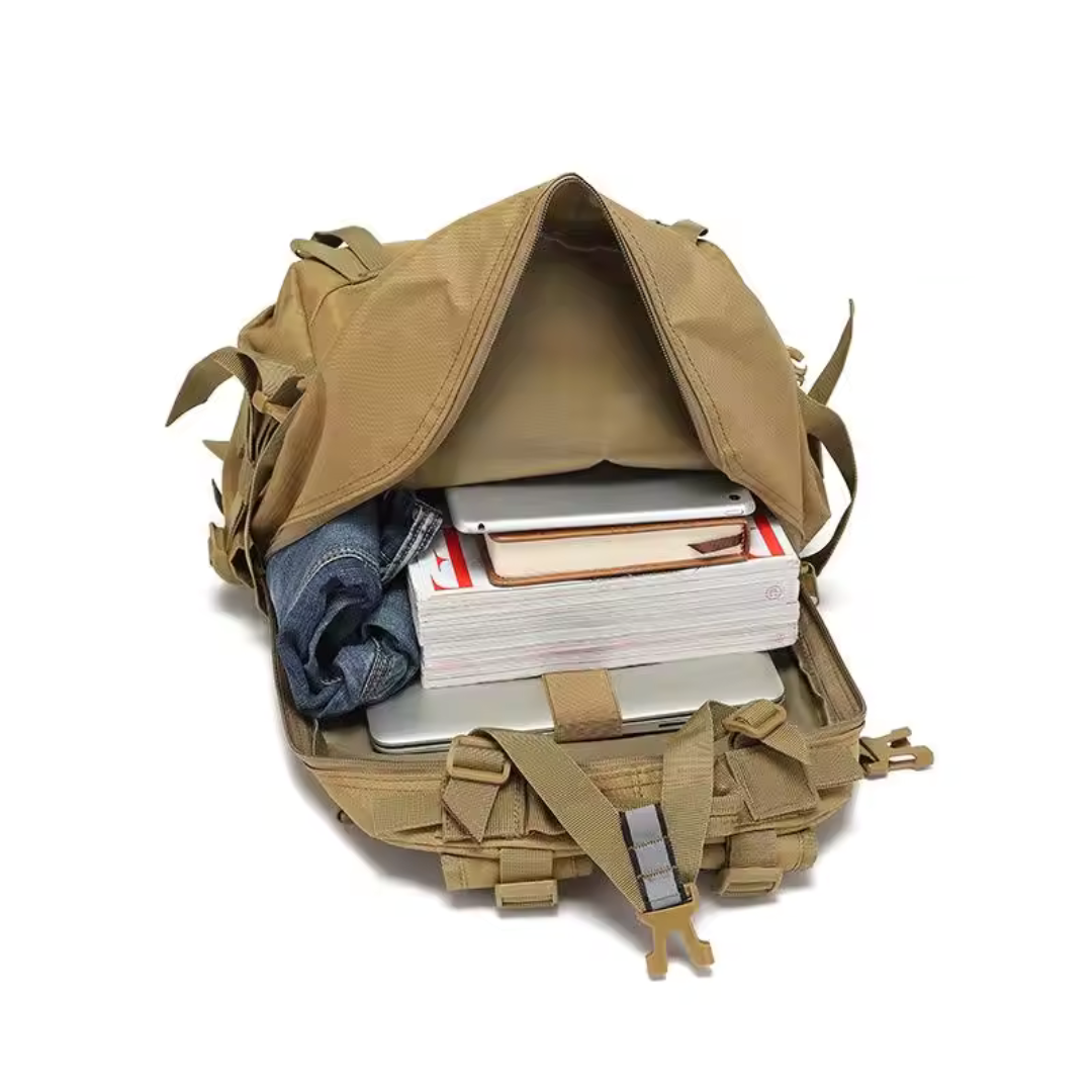 40-liter tactical backpack water-resistant with padded straps and reflective strips