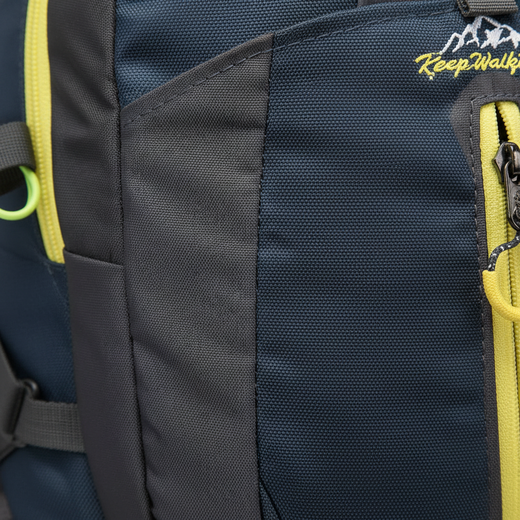 40-liter waterproof backpack with padded back panel and laptop compartment