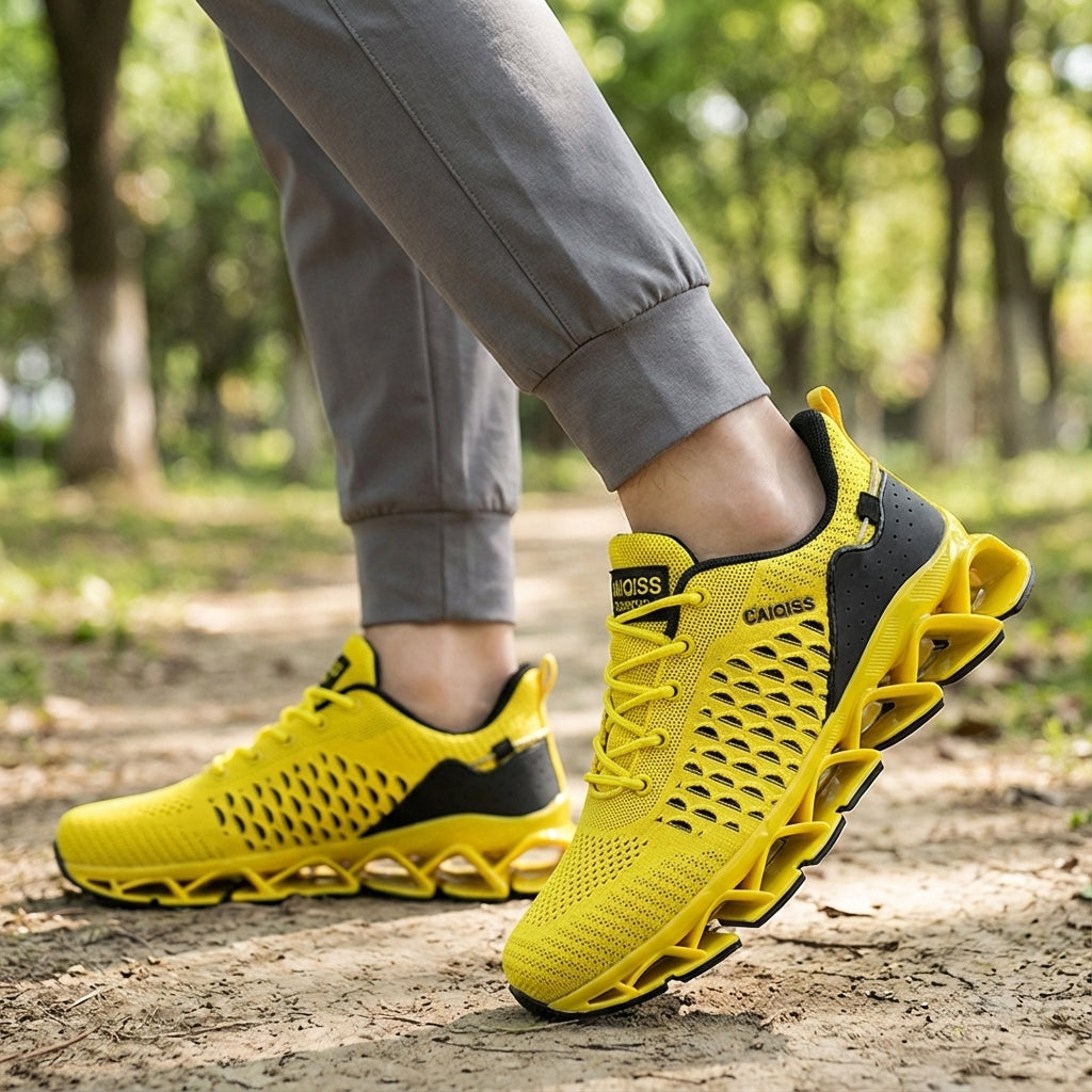 Lightweight breathable running shoe with responsive cushioning and knit upper
