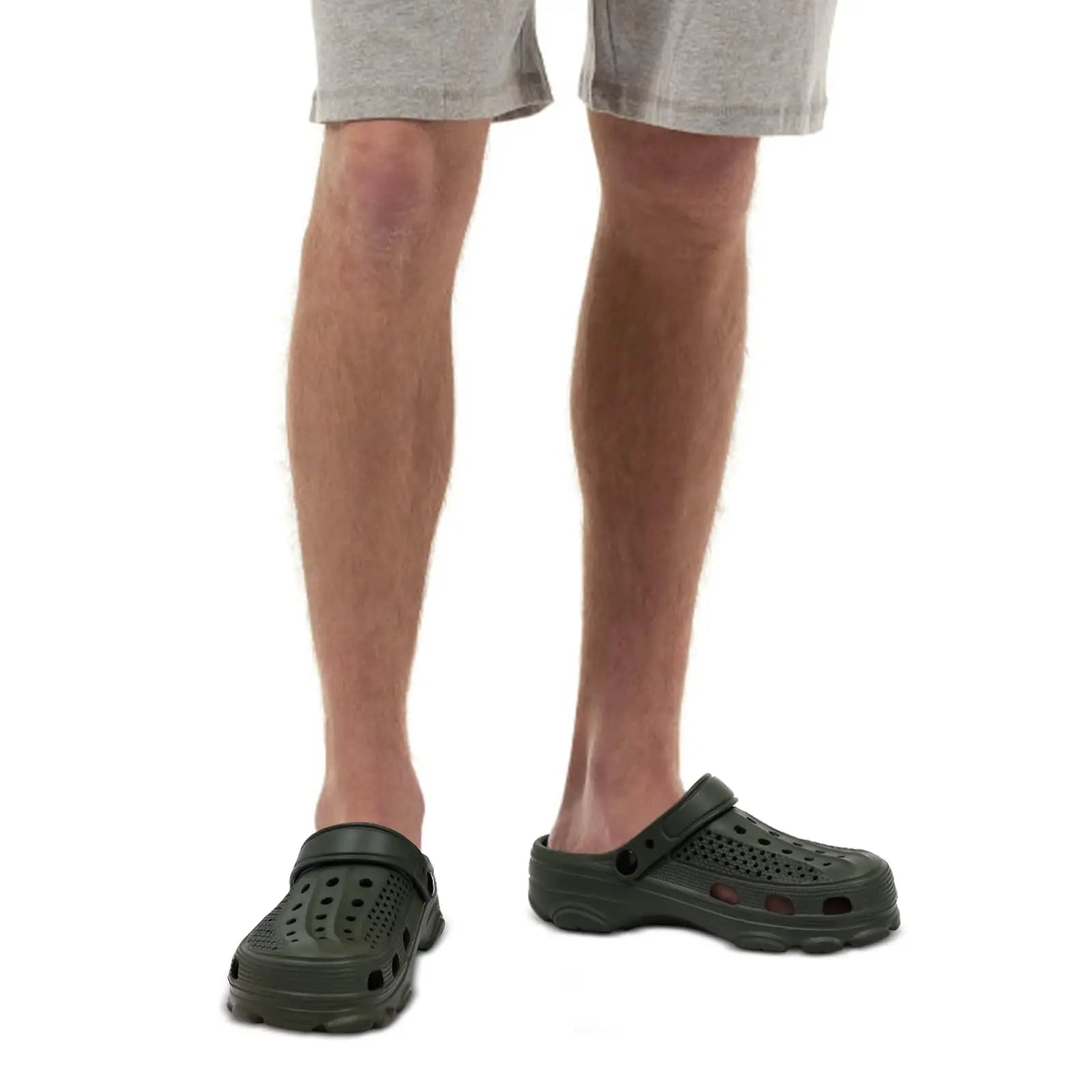 Men's breathable garden clogs with perforated design and slip-on style