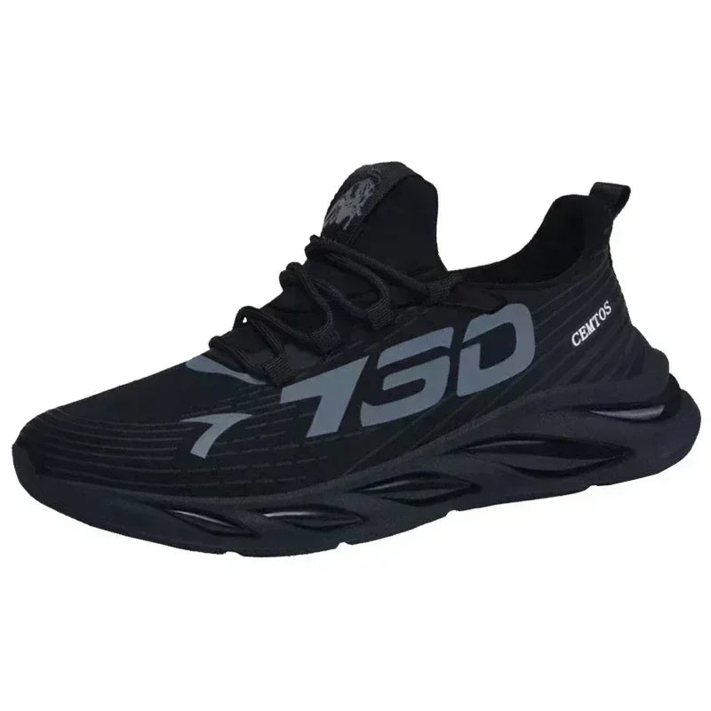 Lightweight breathable running shoe with lace-up closure and airy upper