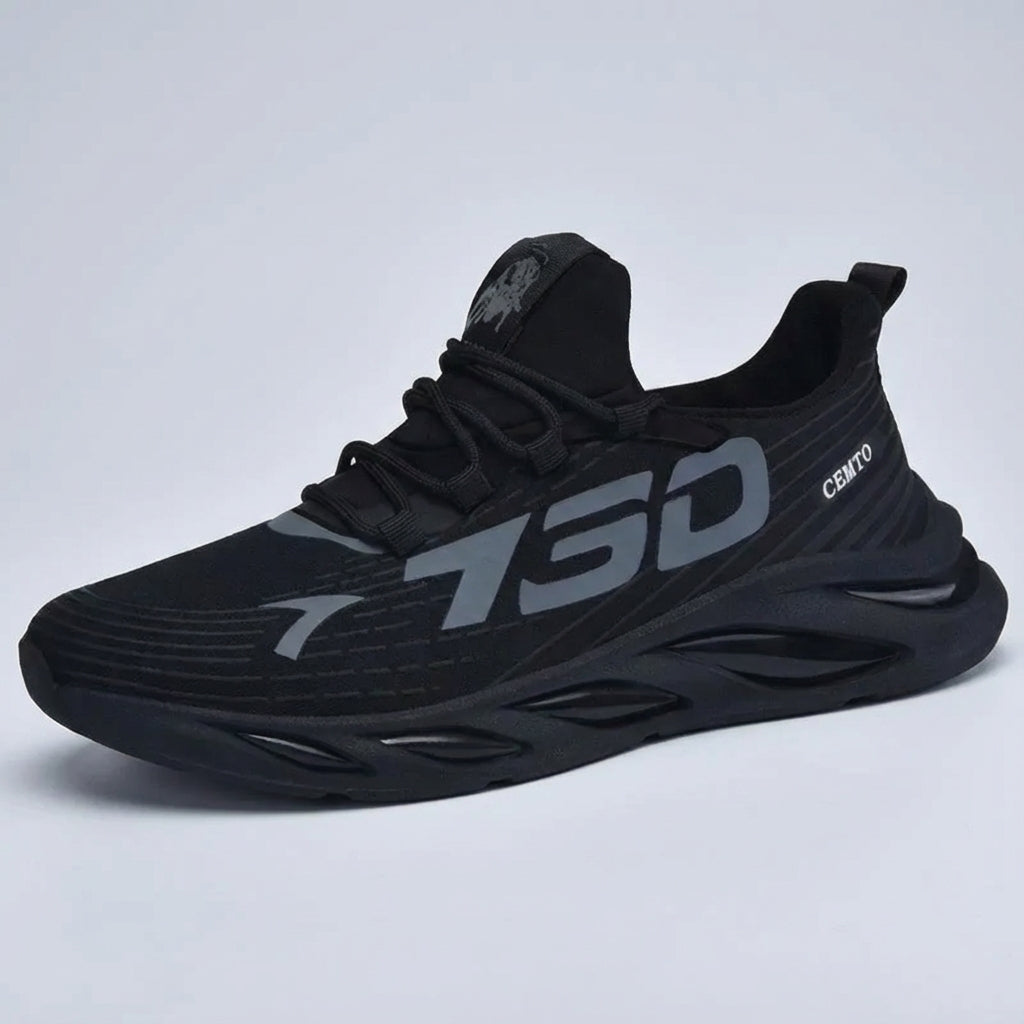 Lightweight breathable running shoe with lace-up closure and airy upper