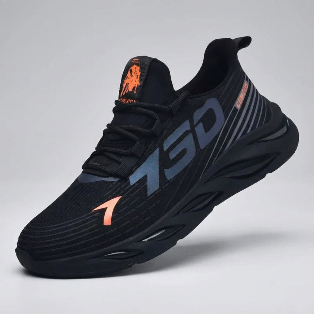 Lightweight breathable running shoe with lace-up closure and airy upper