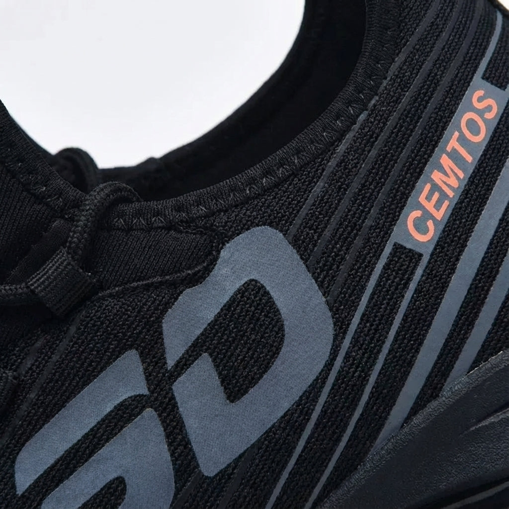 Lightweight breathable running shoe with lace-up closure and airy upper