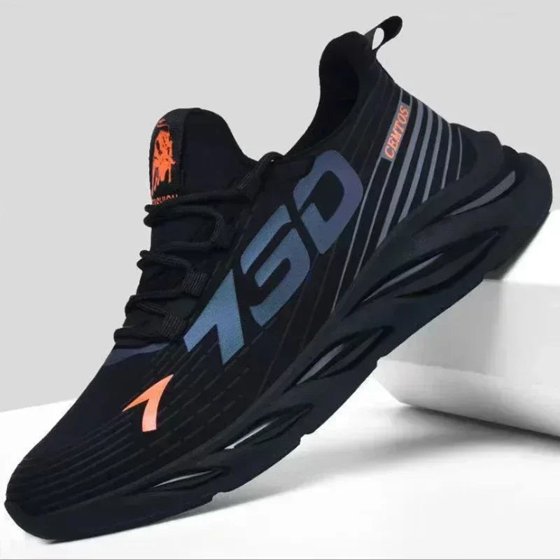 Lightweight breathable running shoe with lace-up closure and airy upper