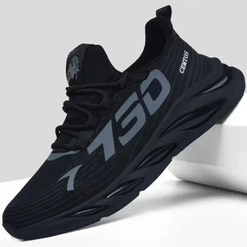Lightweight breathable running shoe with lace-up closure and airy upper