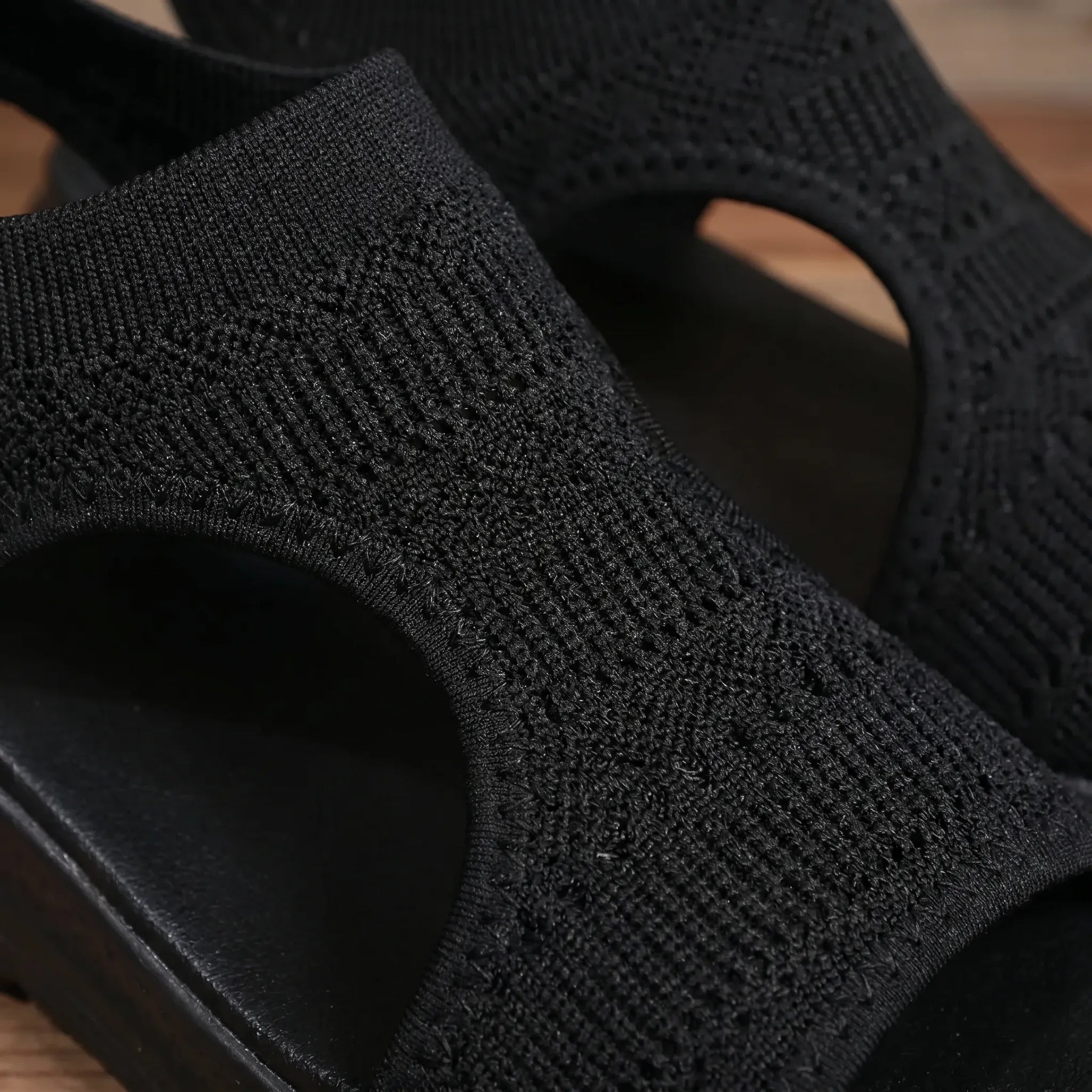 Knit sport wedge sandal with heel strap and breathable mesh upper