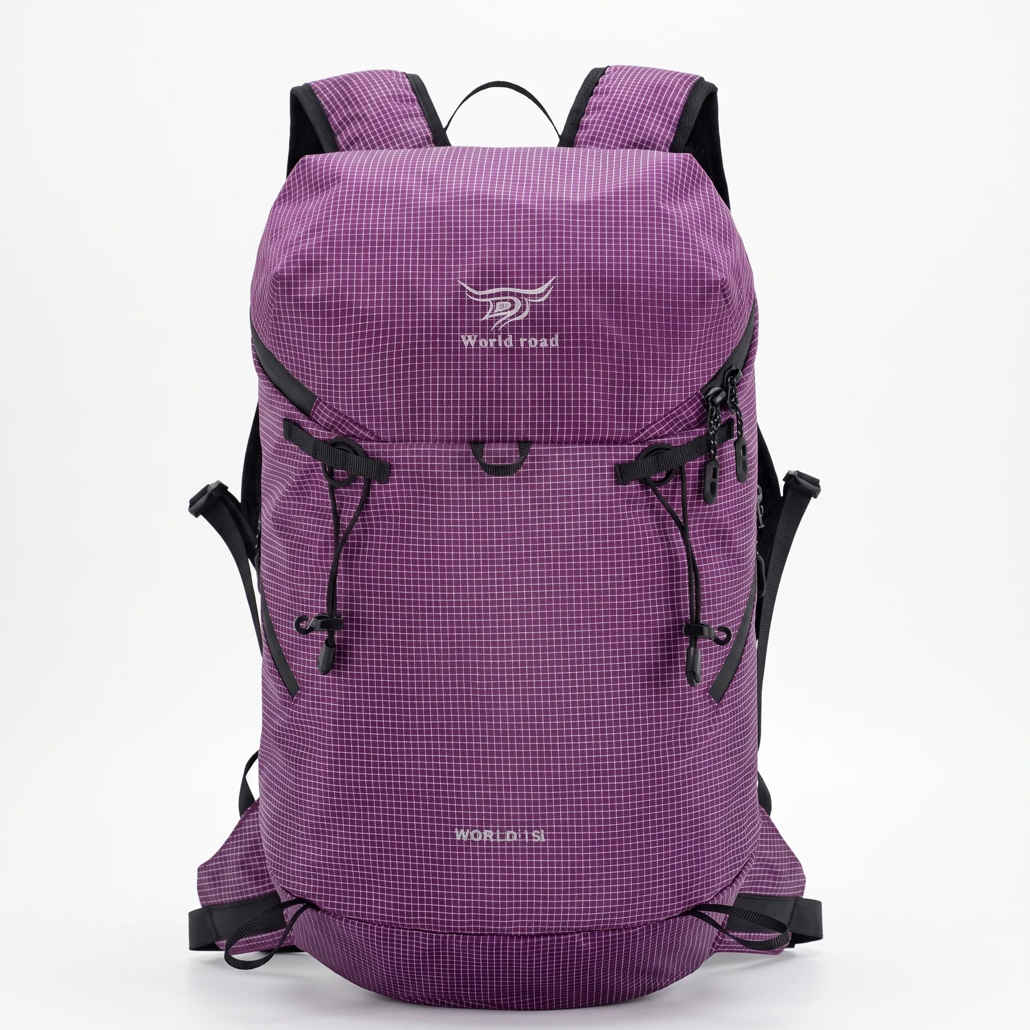 Lightweight daypack with high-visibility grid design and hydration bladder sleeve