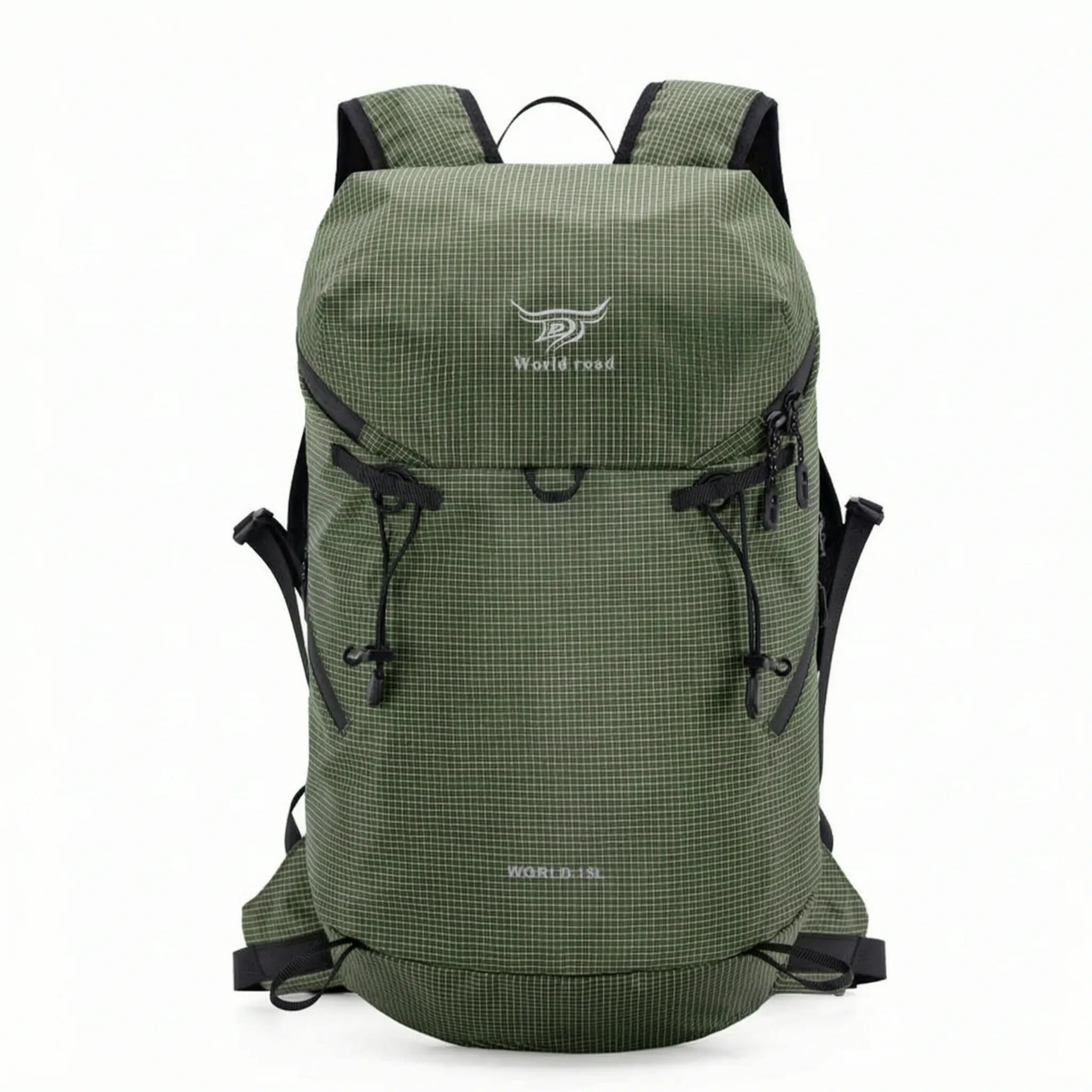 Lightweight daypack with high-visibility grid design and hydration bladder sleeve