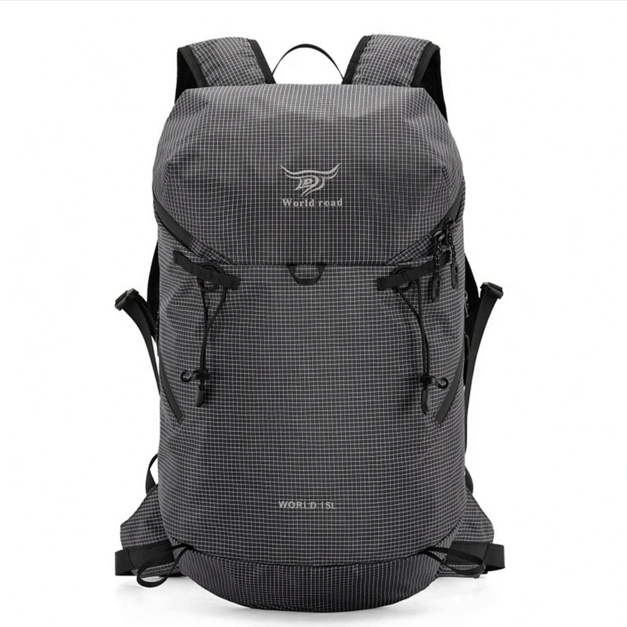 Lightweight daypack with high-visibility grid design and hydration bladder sleeve