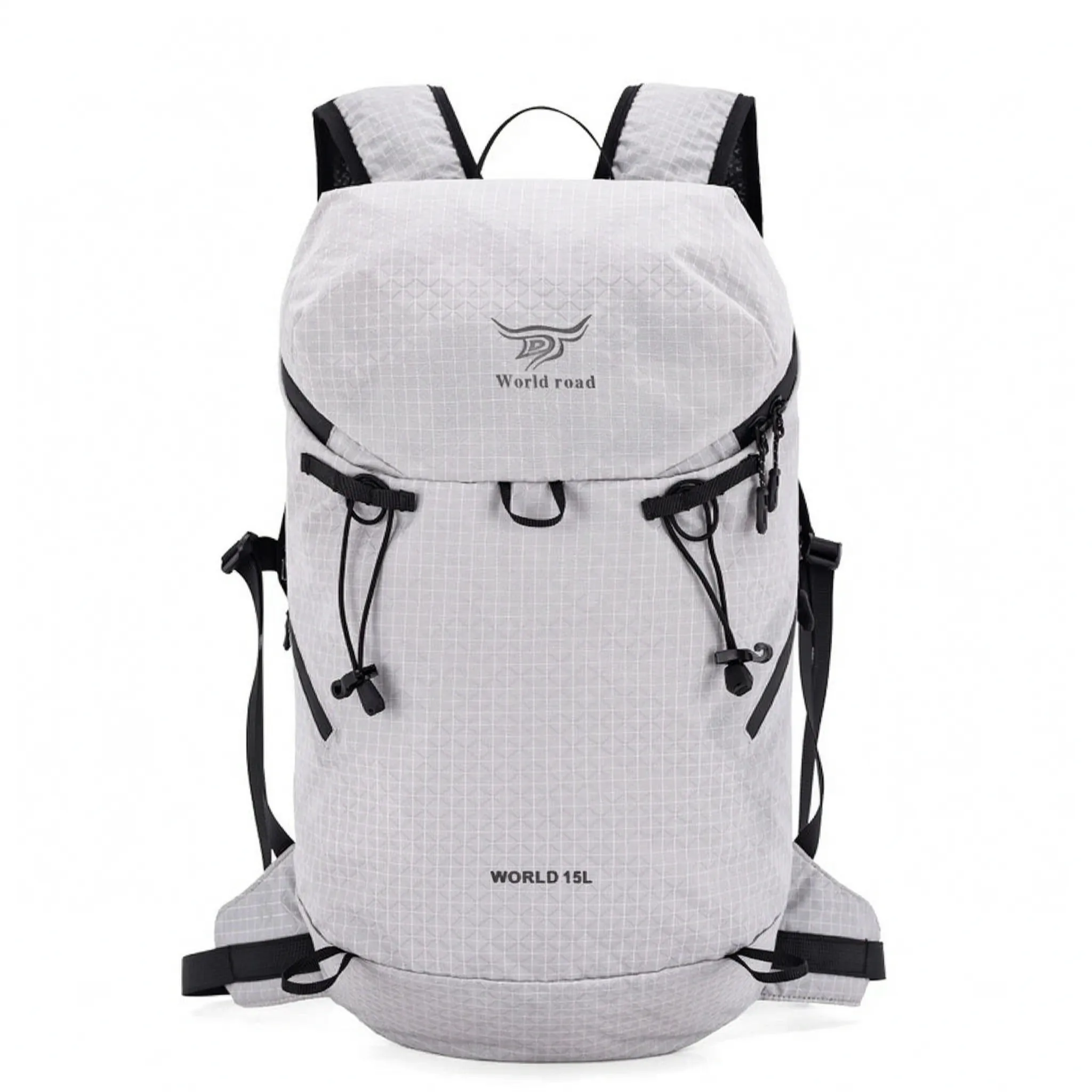 Lightweight daypack with high-visibility grid design and hydration bladder sleeve