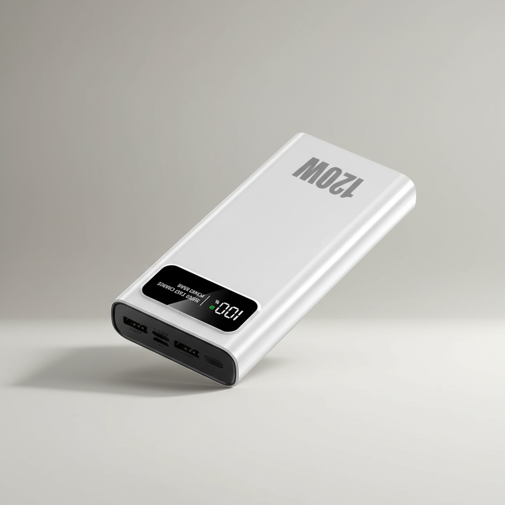 High-capacity power bank with LED digital display and multiple charging ports