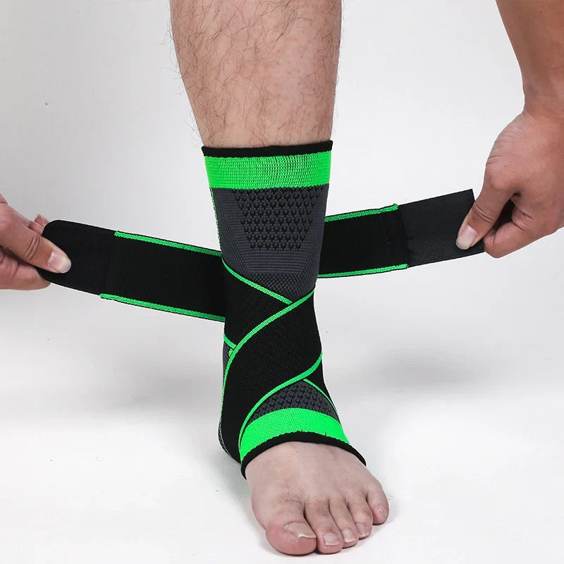 Adjustable ankle compression brace with wrap-around support