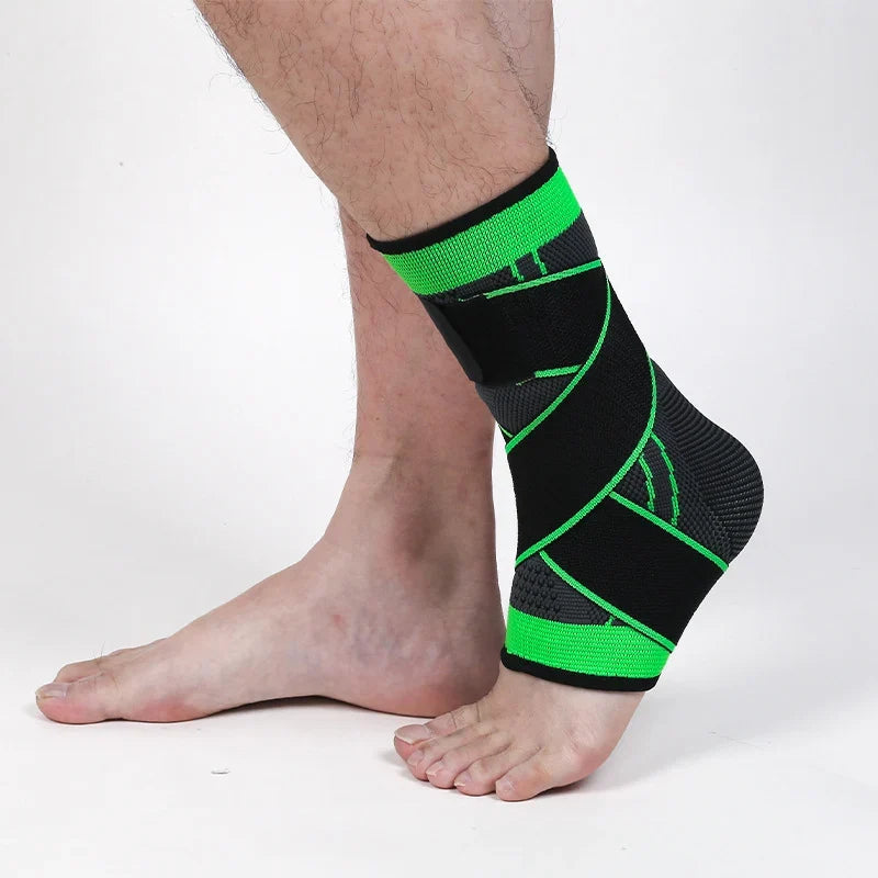 Adjustable ankle compression brace with wrap-around support
