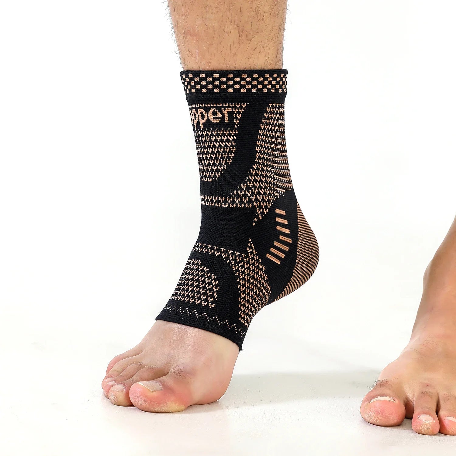 Compression ankle support sleeve with targeted compression for pain relief