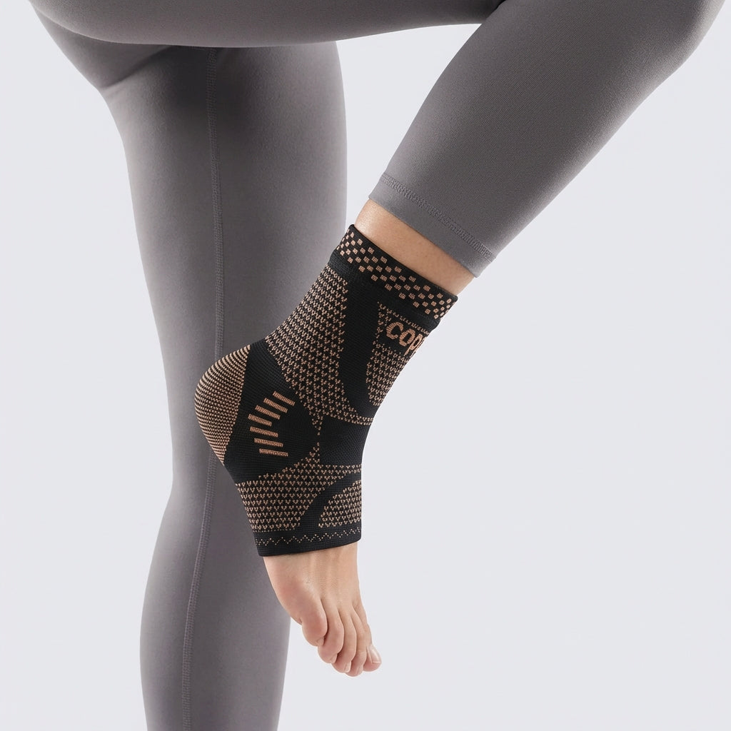 Compression ankle support sleeve with targeted compression for pain relief