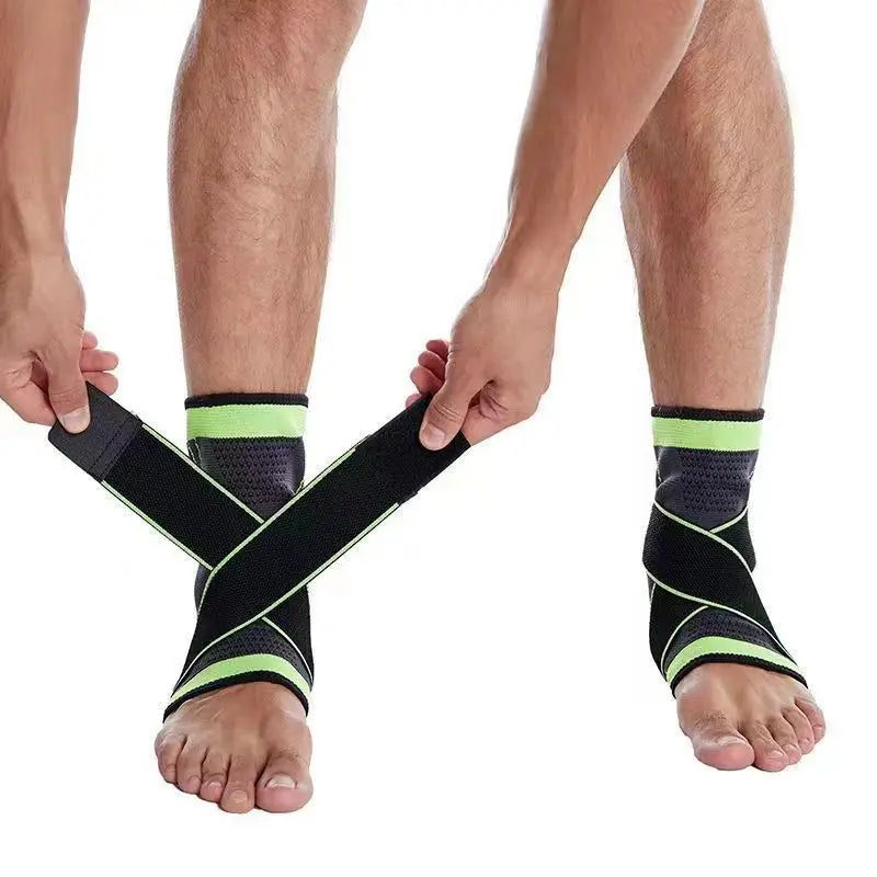 Adjustable ankle compression sleeve with wraparound strap support