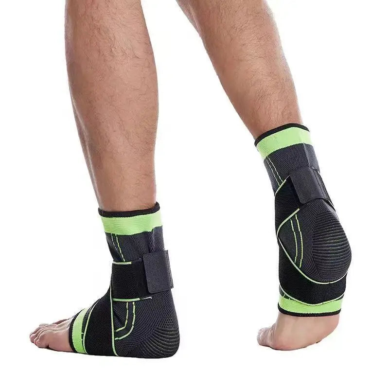 Adjustable ankle compression sleeve with wraparound strap support