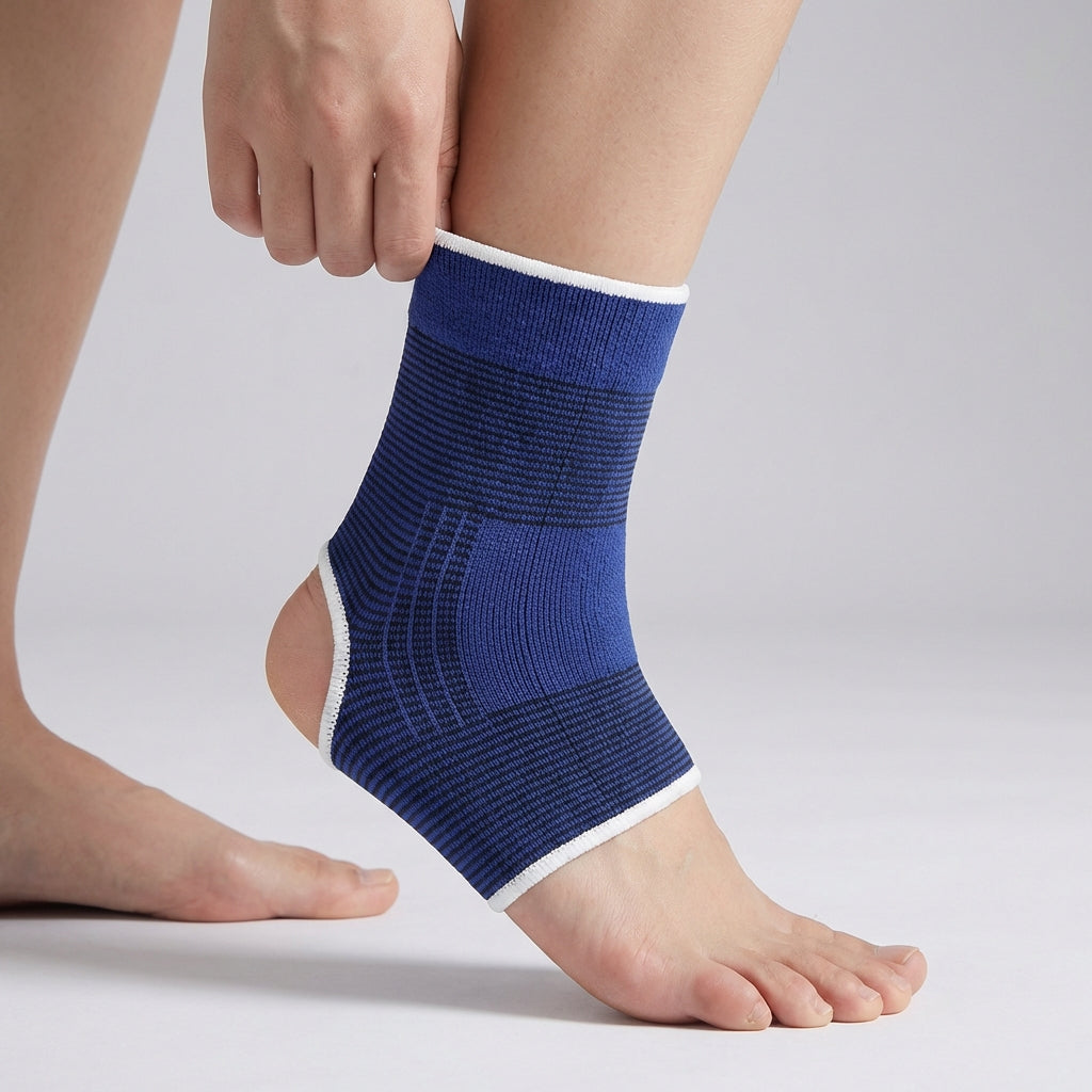 Adjustable ankle compression sleeve with wraparound strap support