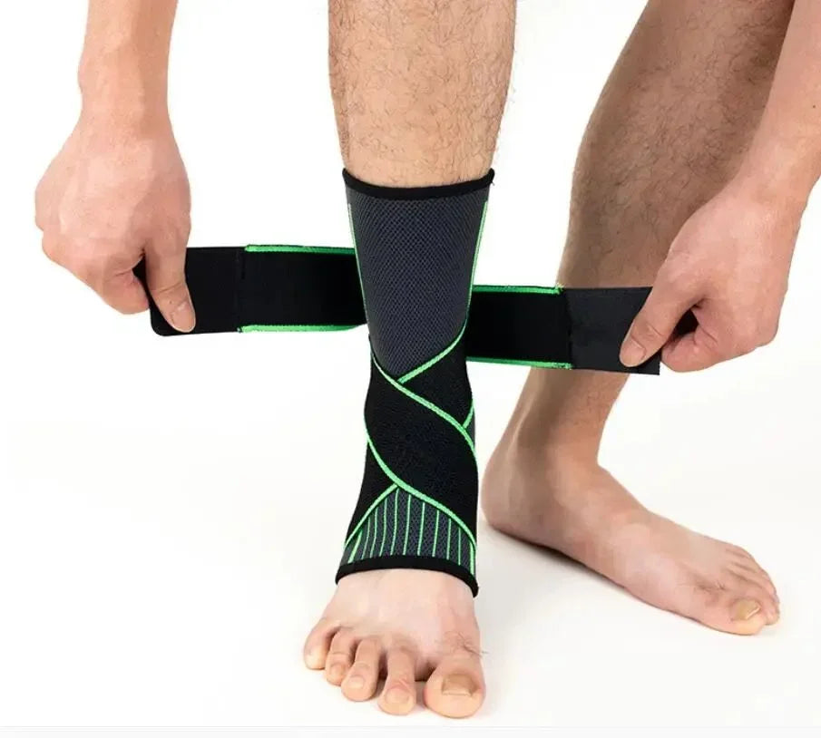 Adjustable ankle compression sleeve with stabilizing straps for sports and recovery