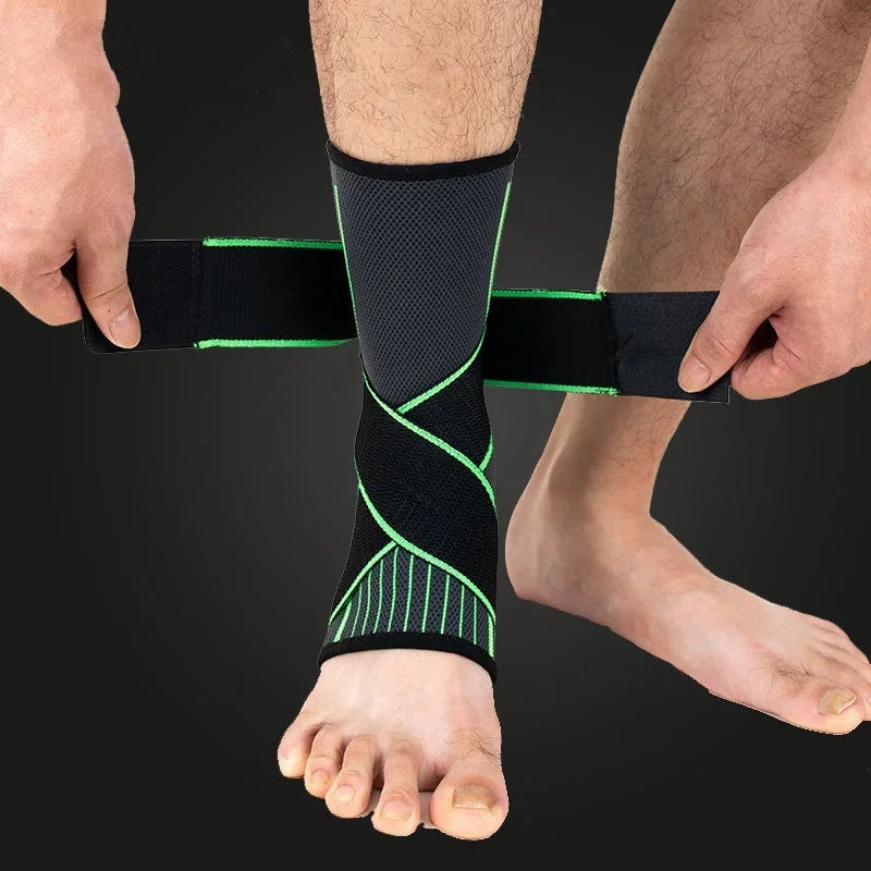 Adjustable ankle compression sleeve with stabilizing straps for sports and recovery