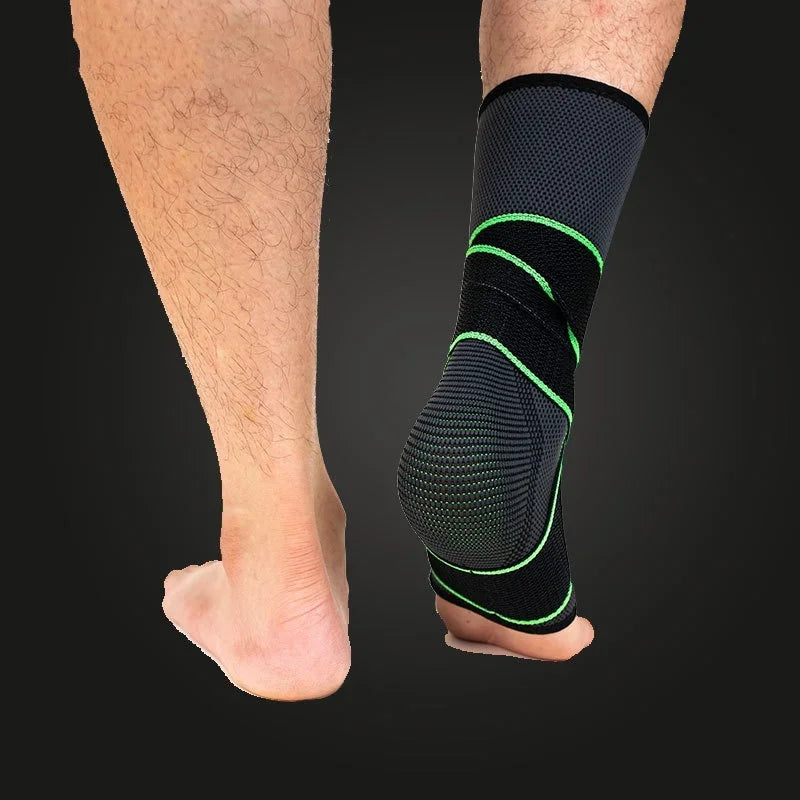 Adjustable ankle compression sleeve with stabilizing straps for sports and recovery