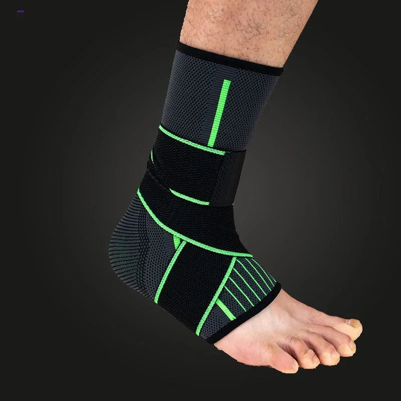 Adjustable ankle compression sleeve with stabilizing straps for sports and recovery