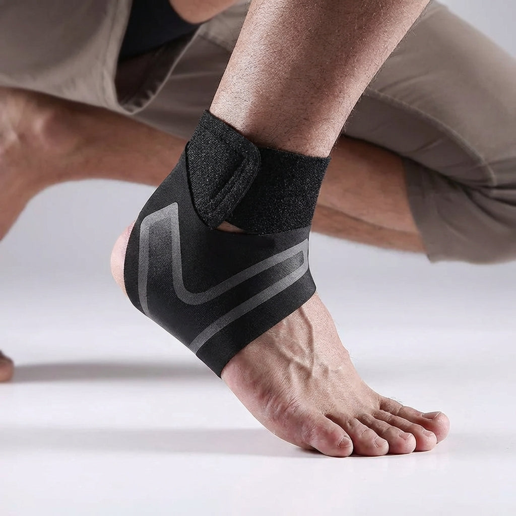 Adjustable ankle brace with low-profile design for stability