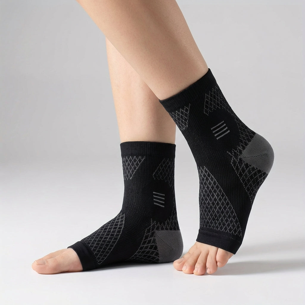 Open toe ankle compression wrap with arch support for swelling relief