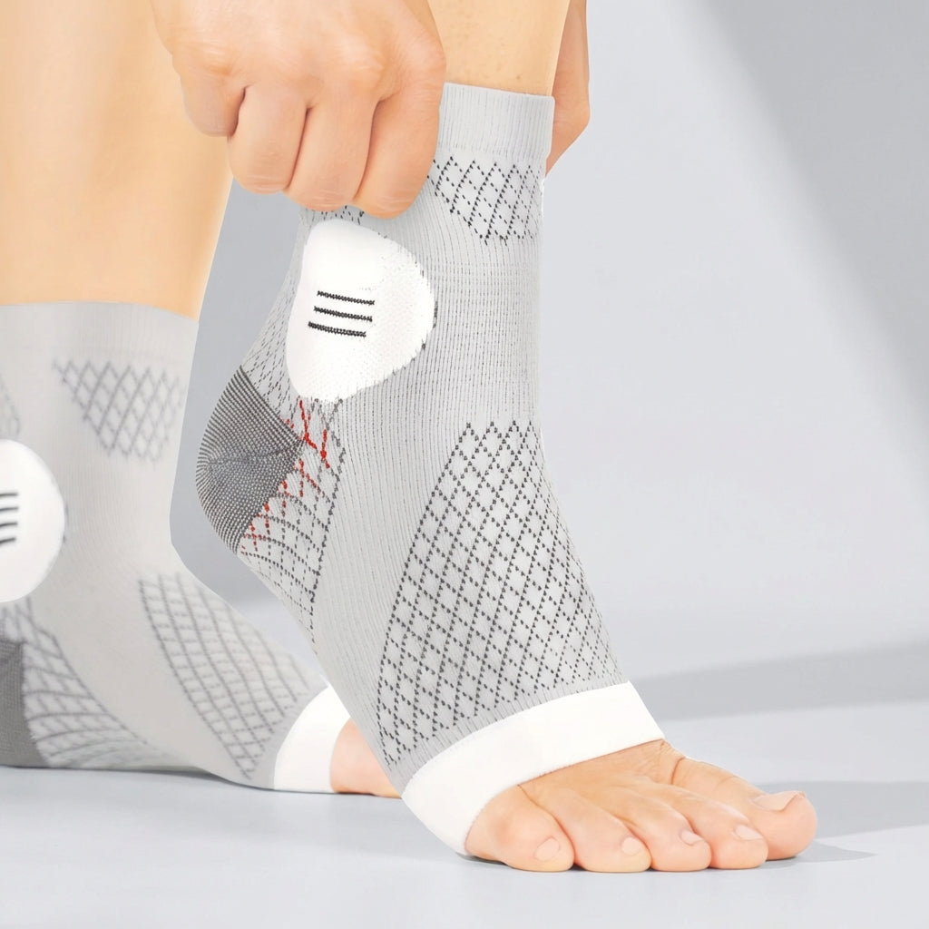 Open toe ankle compression wrap with arch support for swelling relief