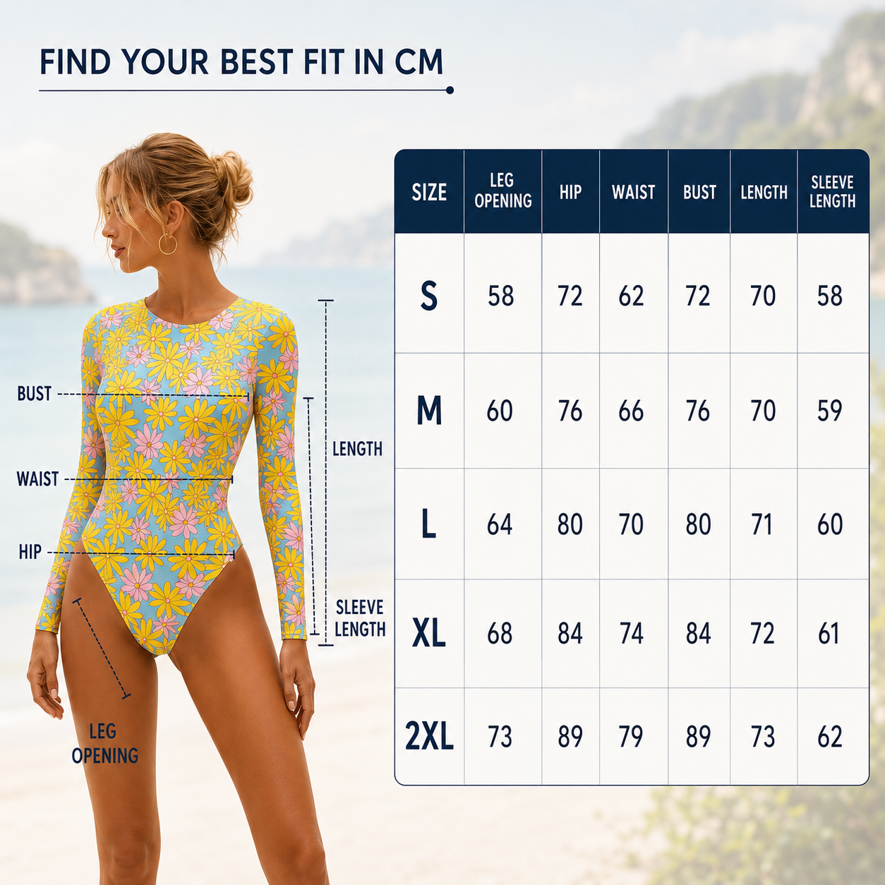 Celrien | Aquarellee Long Sleeve One Piece Swimsuit