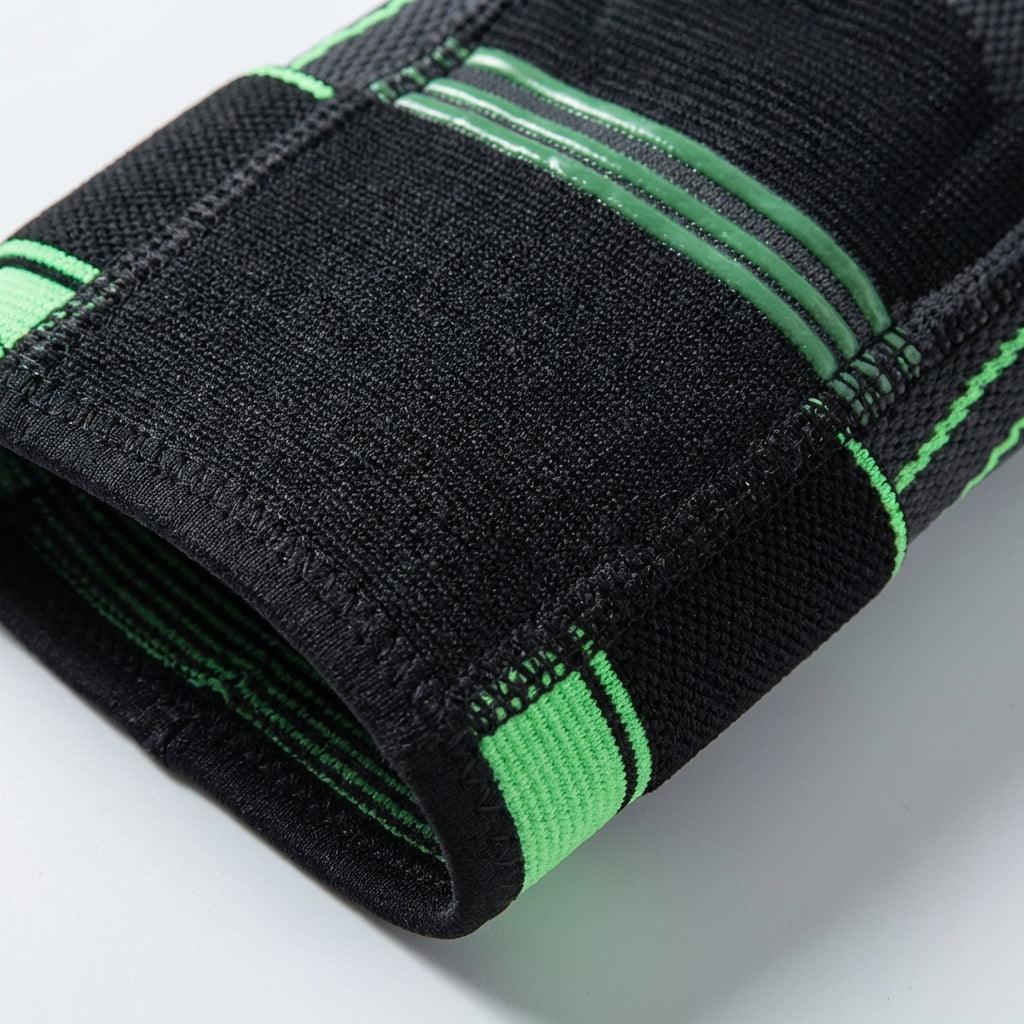 Compression elbow support sleeve with adjustable stabilizing strap