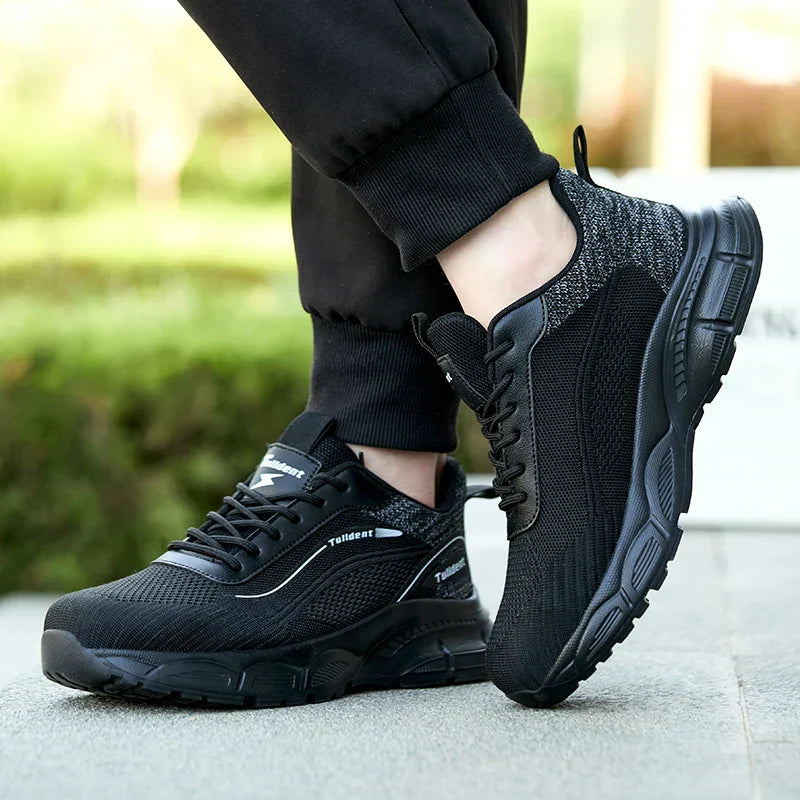 Men's safety work boots non-slip breathable Flyknit construction