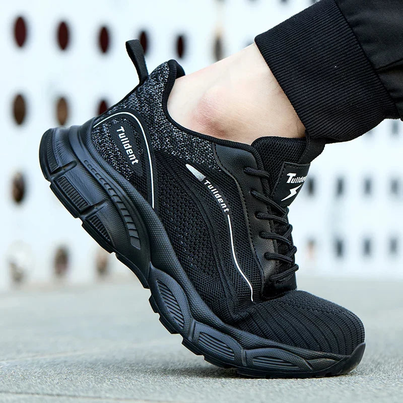 Men's safety work boots non-slip breathable Flyknit construction