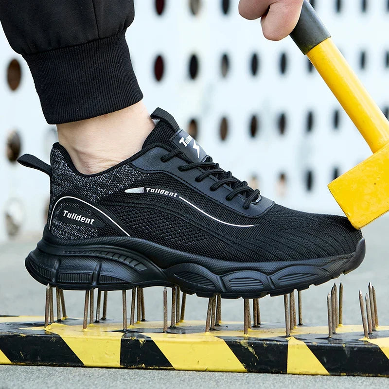 Men's safety work boots non-slip breathable Flyknit construction