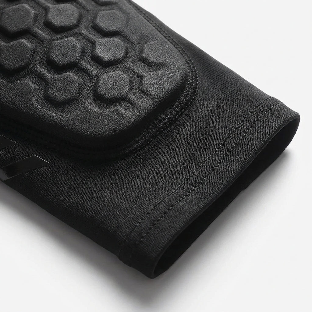 Padded compression elbow brace with targeted impact cushioning