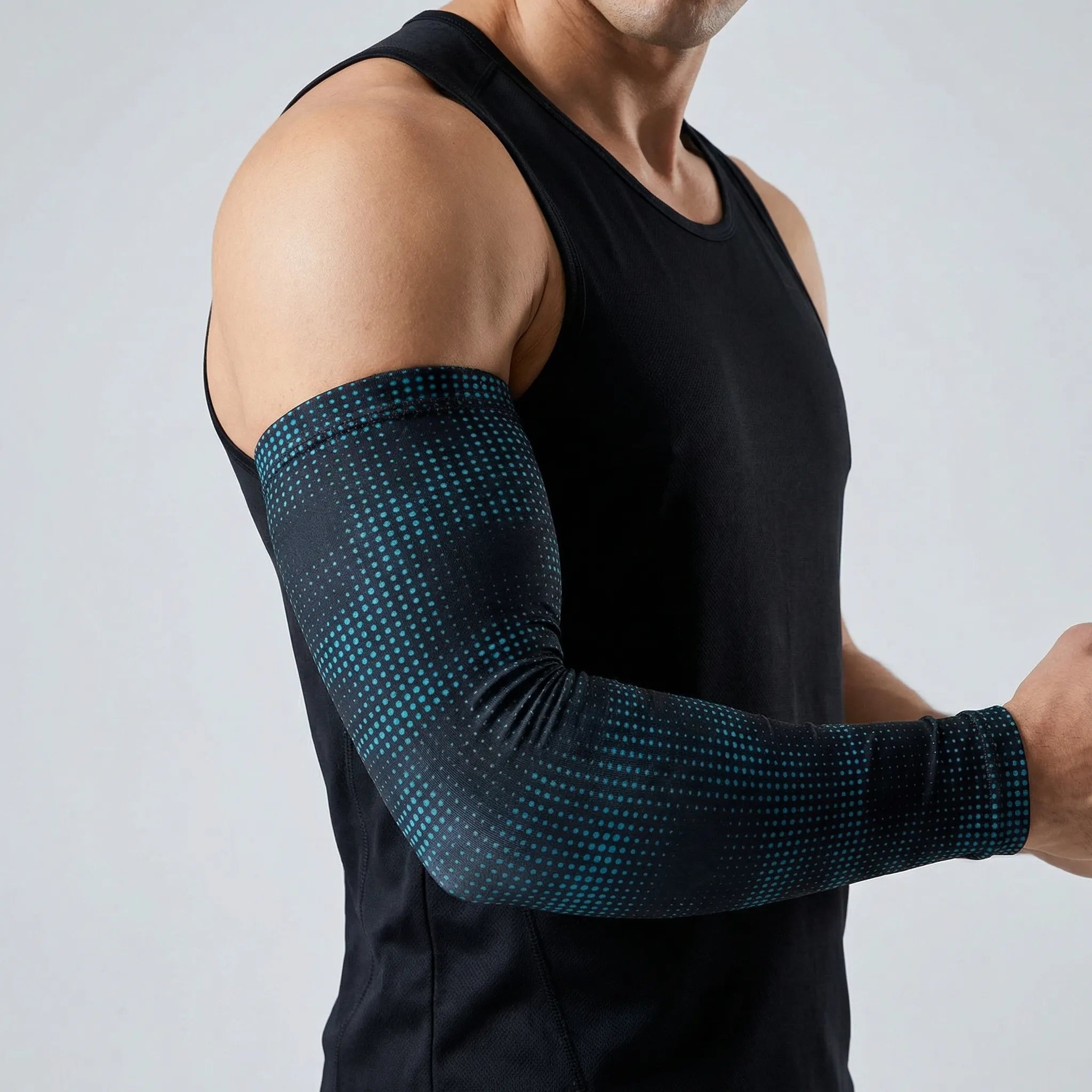 Full length cooling compression arm sleeve with sun protection