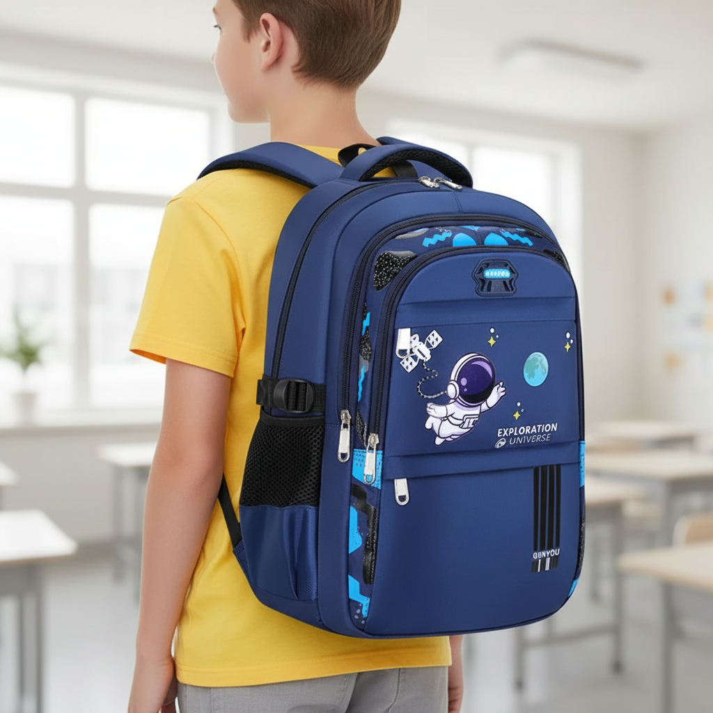 Kids school backpack waterproof with padded back and ergonomic shoulder straps