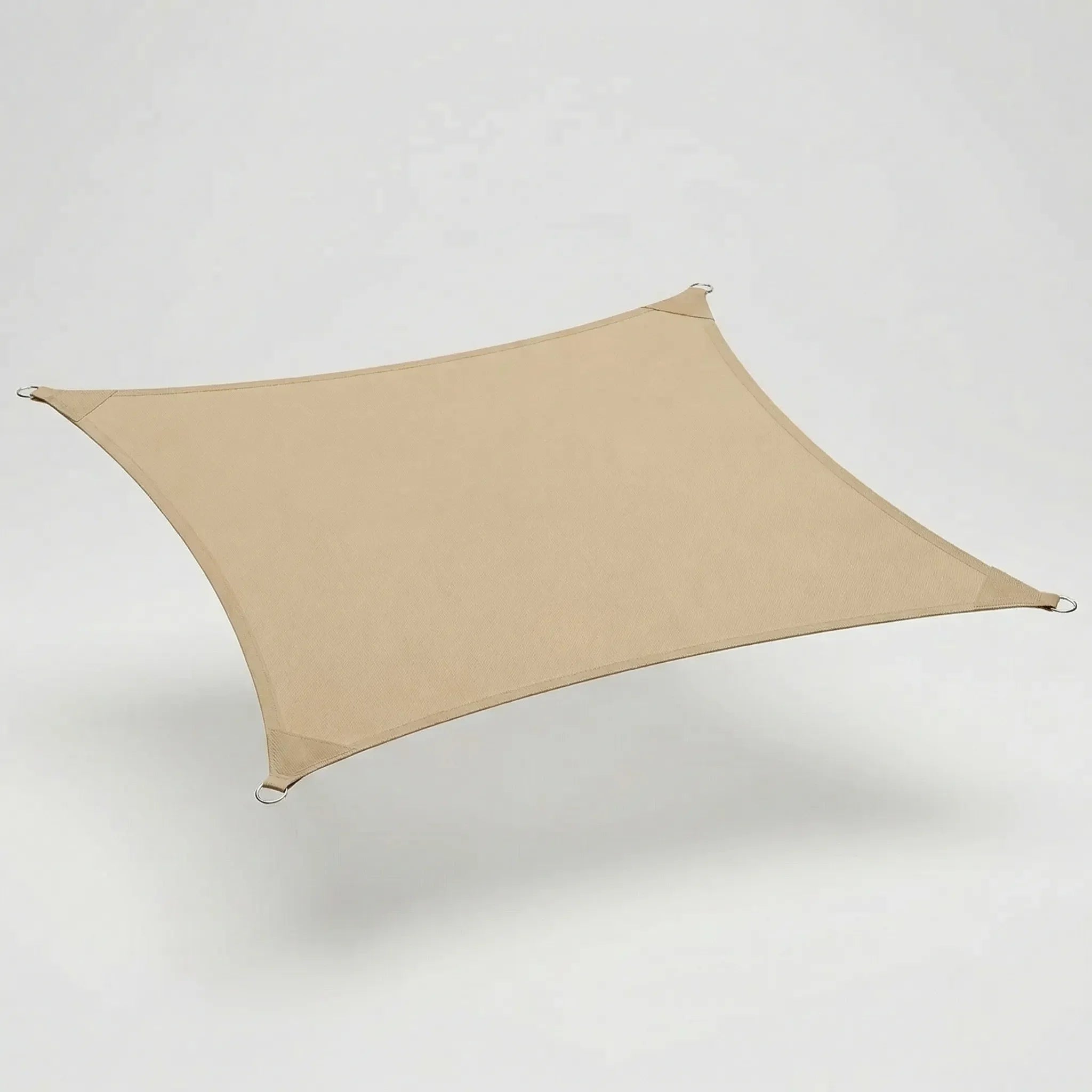 Large rectangular shade sail with reinforced corners and breathable polyester weave