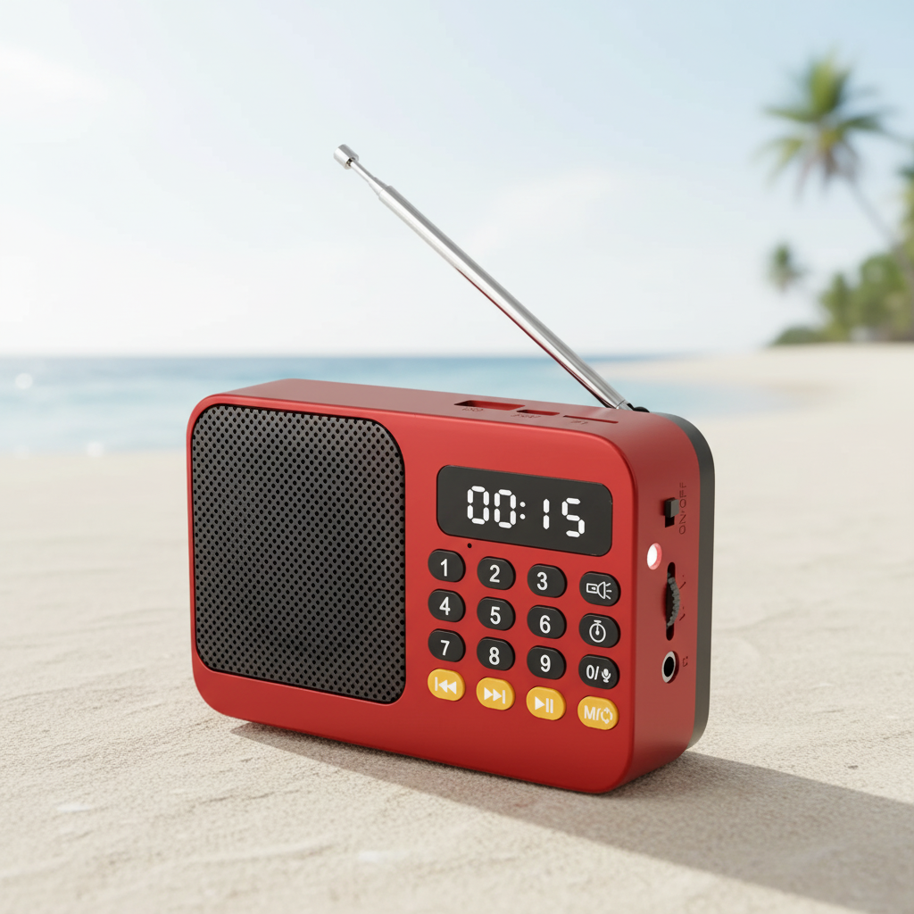 Rechargeable portable radio with FM tuner, Bluetooth, USB playback and LED flashlight