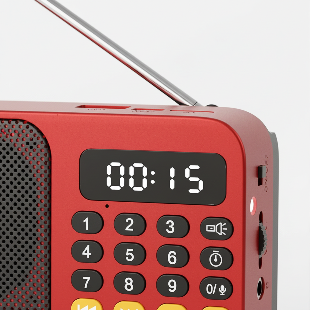 Rechargeable portable radio with FM tuner, Bluetooth, USB playback and LED flashlight