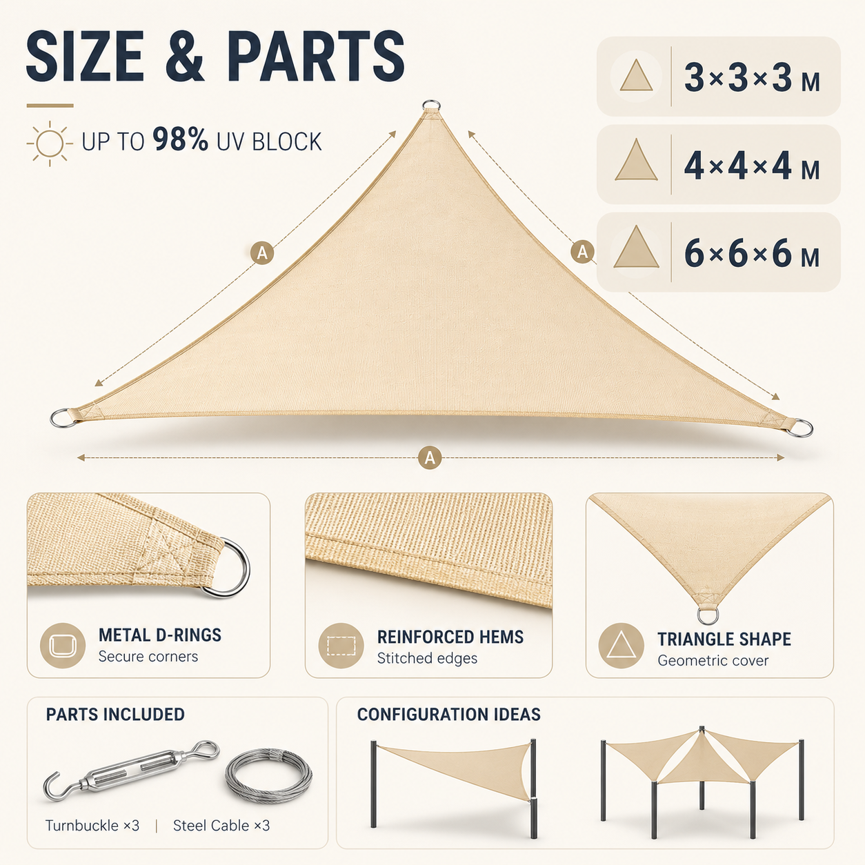 Celrien | Auresail Large Triangular Sun Sail