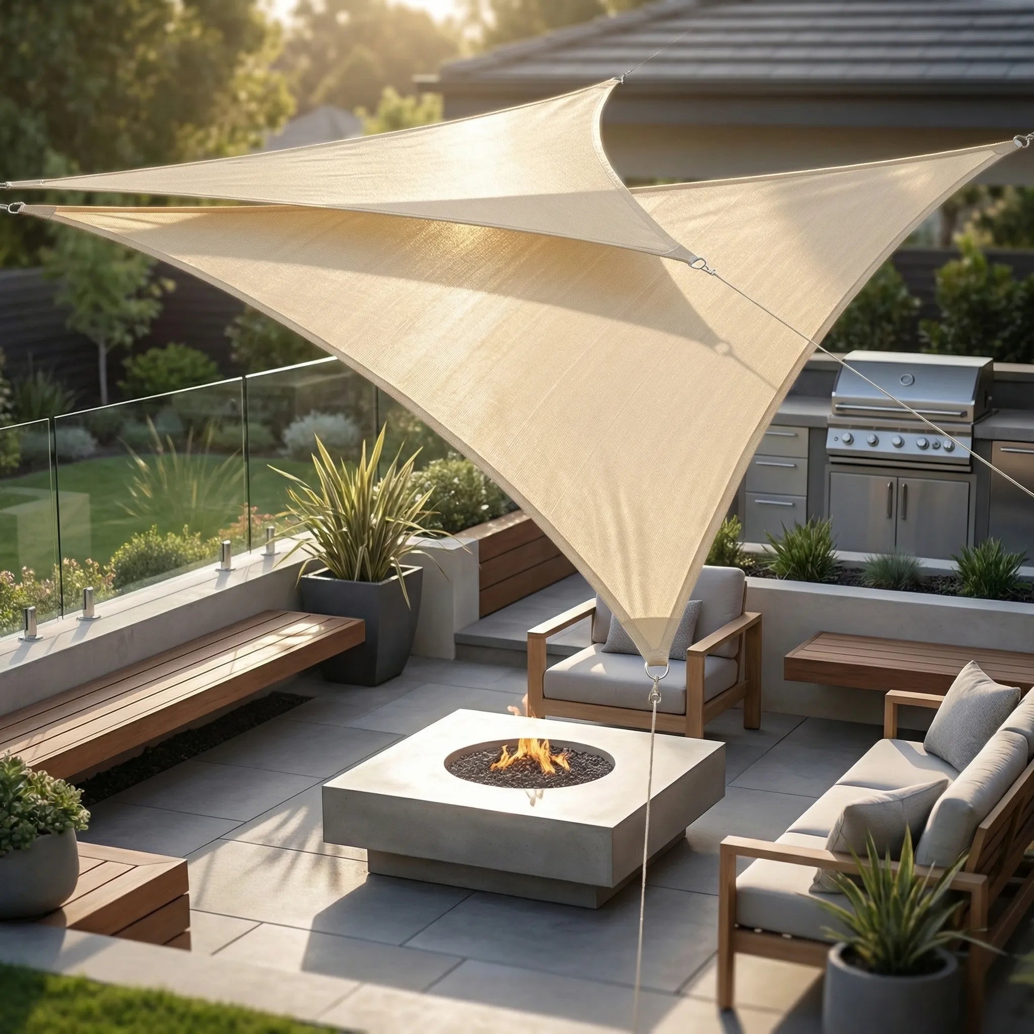 Triangular sun shade sail with waterproof coverage for patio