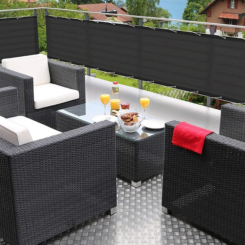 Outdoor balcony privacy screen sunshade panel with reinforced eyelets