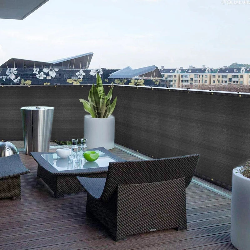 Outdoor balcony privacy screen sunshade panel with reinforced eyelets