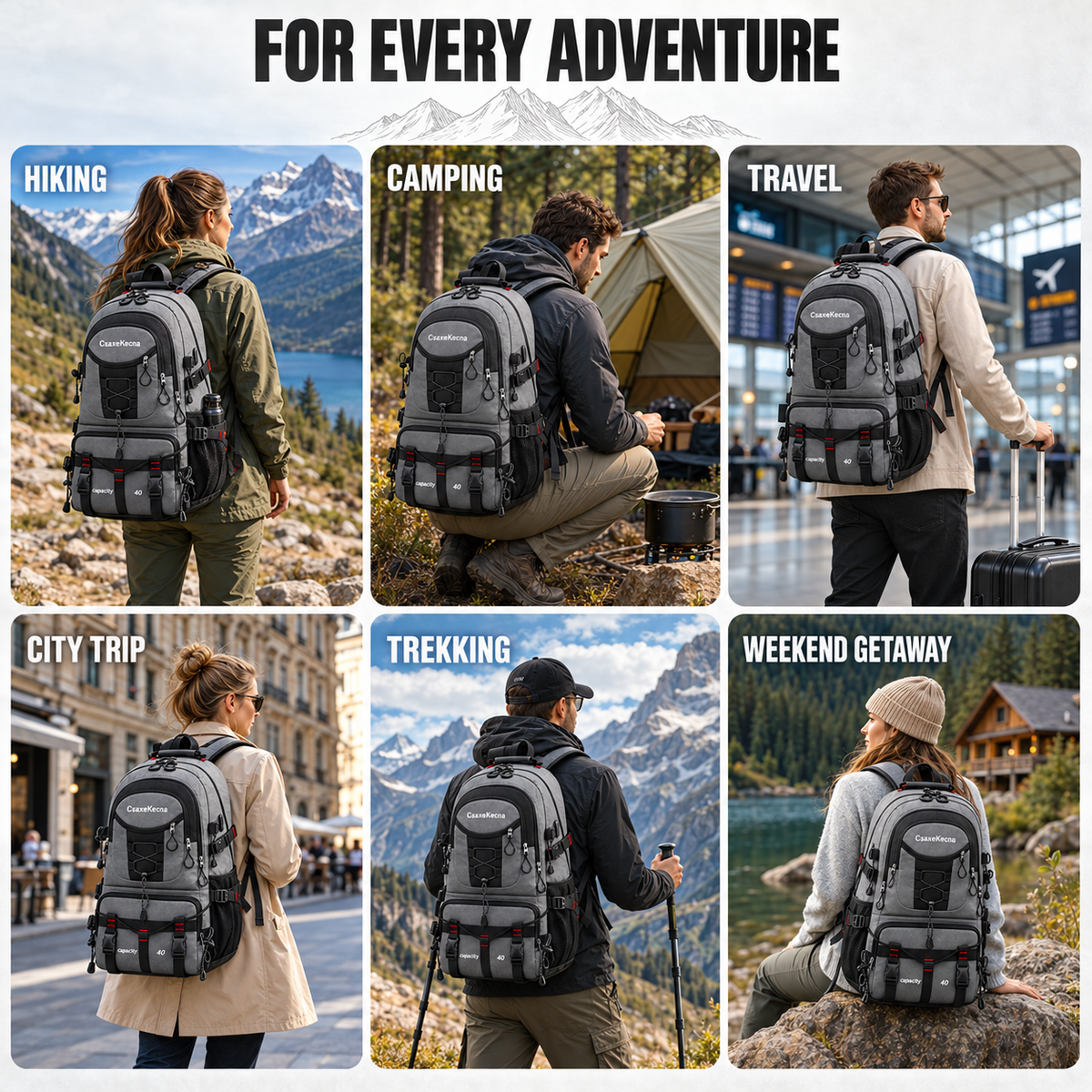 Celrien | BergTrail Pro 40L Hiking Backpack with USB Charging Port