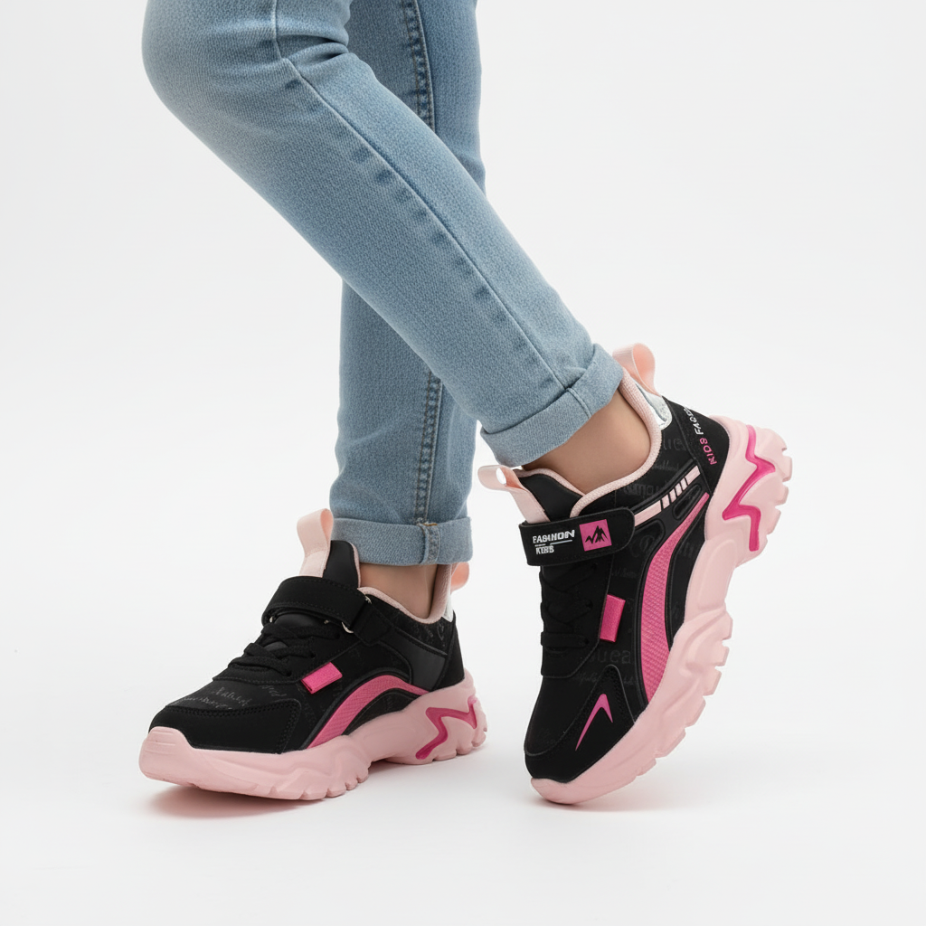 Kids breathable sneakers with above-ankle support and non-slip sole
