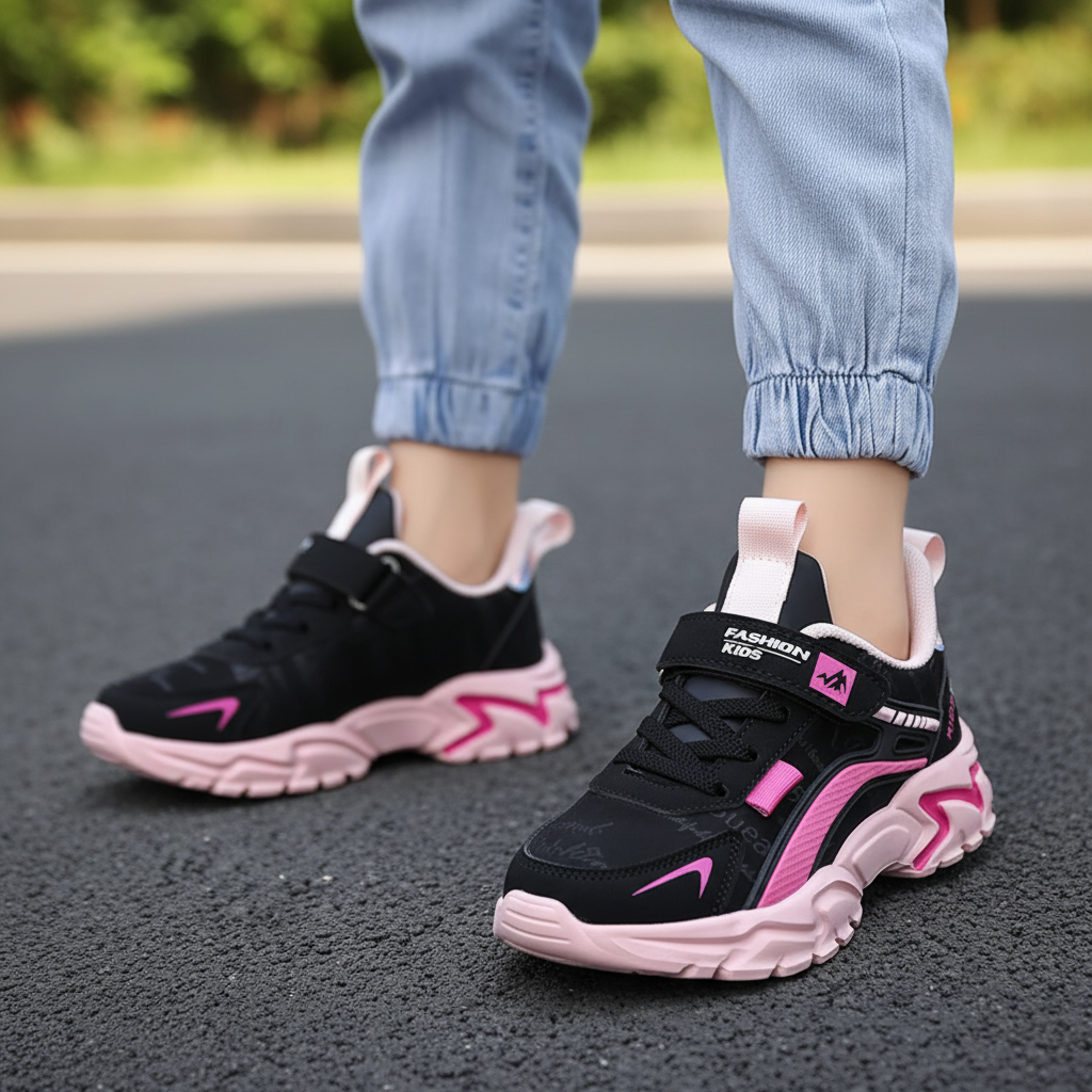 Kids breathable sneakers with above-ankle support and non-slip sole