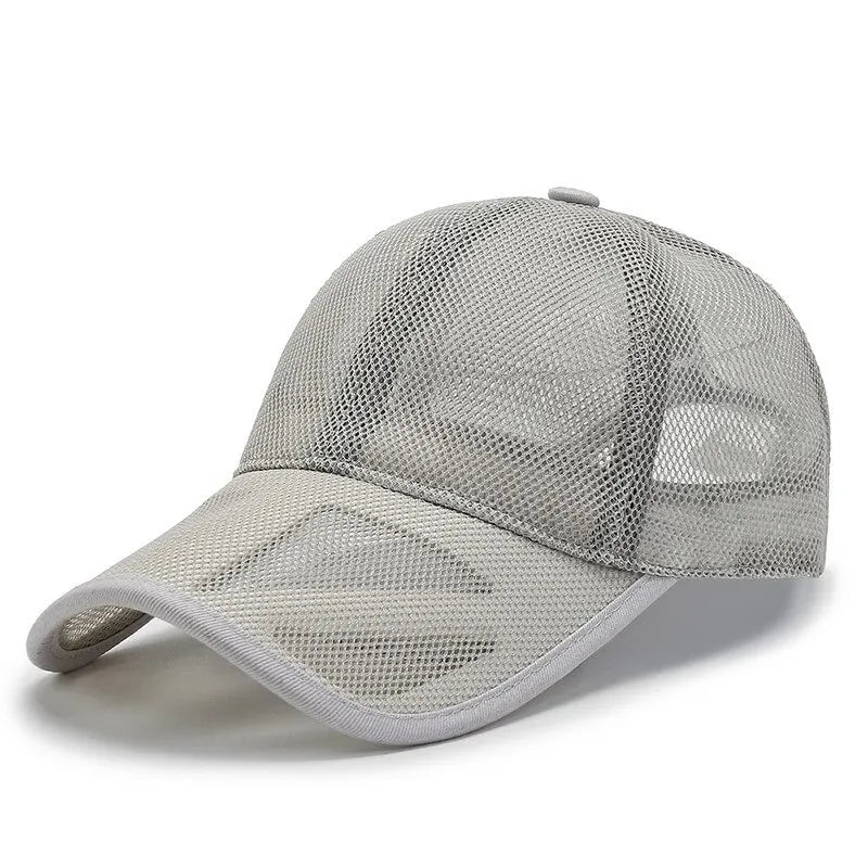 Full mesh baseball cap with open-weave construction and curved peak