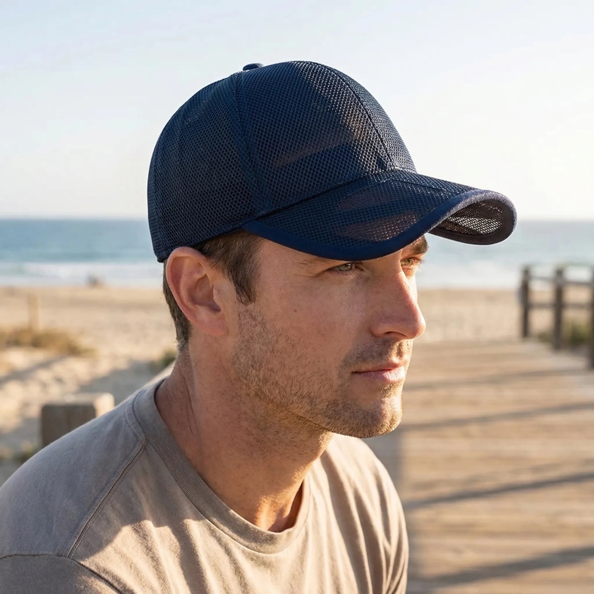 Full mesh baseball cap with open-weave construction and curved peak